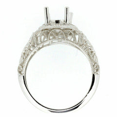 Filigree Sterling Silver Semi Mount Ring Setting Oval OV 9x7mm Vintage Repro - Syzjewelry