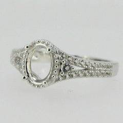Sterling Silver Semi Mount Ring Setting Oval Cut OV 8x6mm White Topaz - Syzjewelry