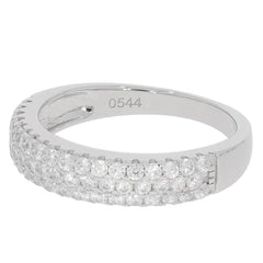 Sterling Silver 3-Row Wedding Band with Moissanite – Perfect Engagement and Wedding Ring Set - Syzjewelry