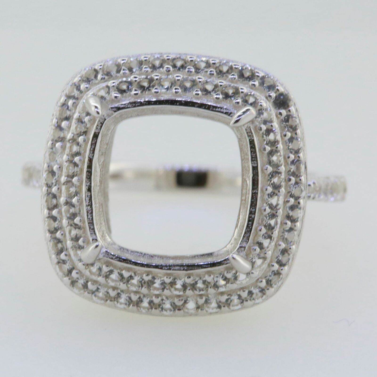 14K White Gold Semi Mount Ring Setting Cushion CU 12X12mm PJC4724R14KW - Syzjewelry
