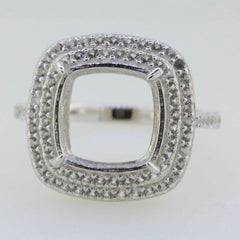 14K White Gold Semi Mount Ring Setting Cushion CU 12X12mm PJC4724R14KW - Syzjewelry