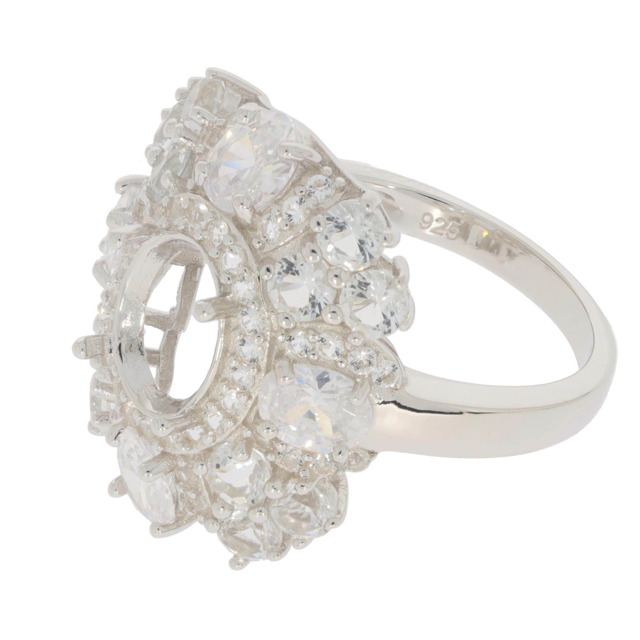 Sterling Silver Semi Mount Ring Setting Oval OV 9x7mm PJC3105R - Syzjewelry