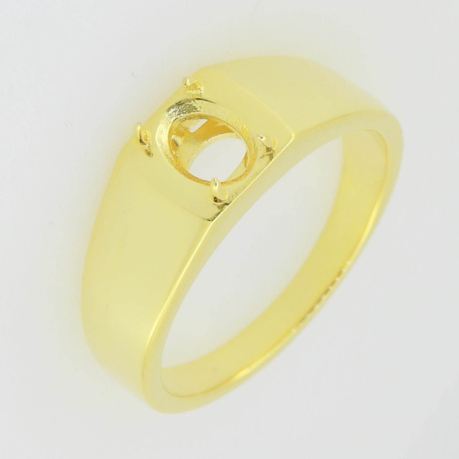 Men's Ring Settings Ring Mounting 10K Yellow Gold Oval OV 8X6mm - Syzjewelry