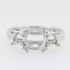 Sterling Silver Semi Mount Ring Setting Round RD 8x8mm 5x5mm 3 Stone Ring - Syzjewelry