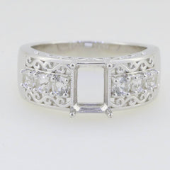 Sterling Silver Semi Mount Ring Setting Emerald OCT 8x6mm - Syzjewelry