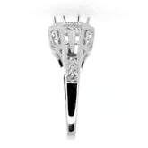 Art Deco Style Sterling Silver Semi Mount Ring Setting Round RD 7x7mm - Syzjewelry