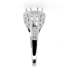 Art Deco Style Sterling Silver Semi Mount Ring Setting Round RD 7x7mm - Syzjewelry