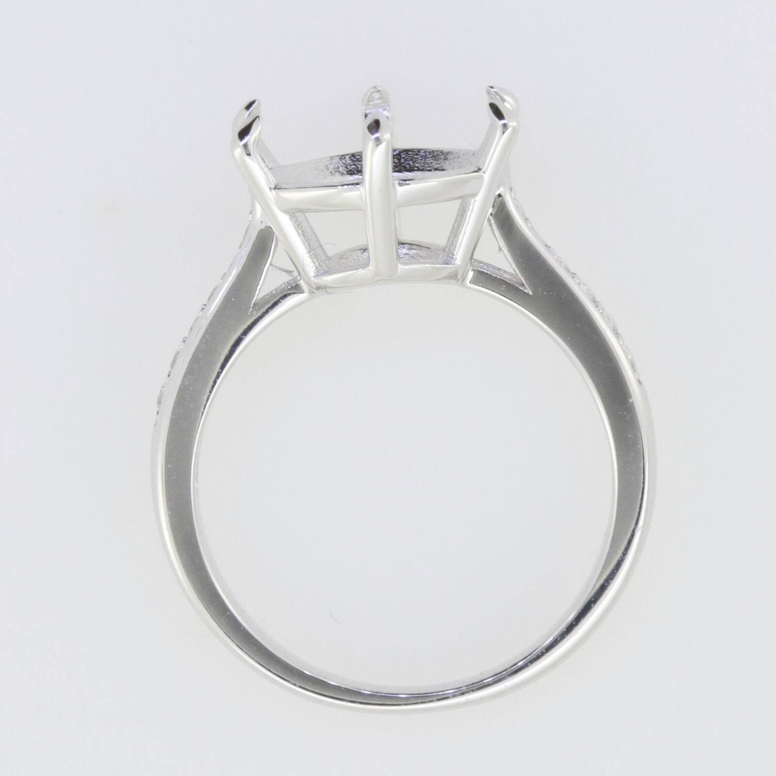 Sterling Silver Semi Mount Ring Setting Round RD 11x11mm White Topaz - Syzjewelry