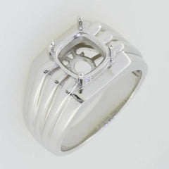 Men's Sterling Silver Semi Mount Ring Setting Cushion CU 8X8mm - Syzjewelry