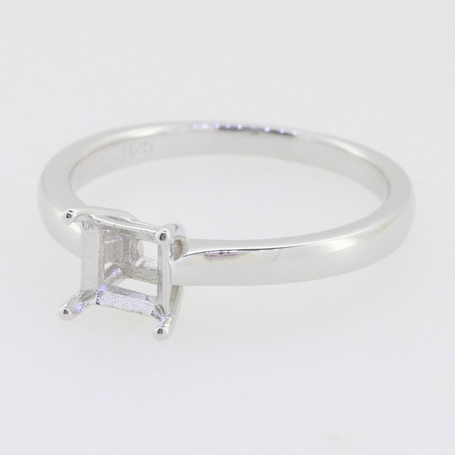 Sterling Silver Semi Mount Ring Setting Princess 5.5mm SQ 5x5mm Solitaire - Syzjewelry