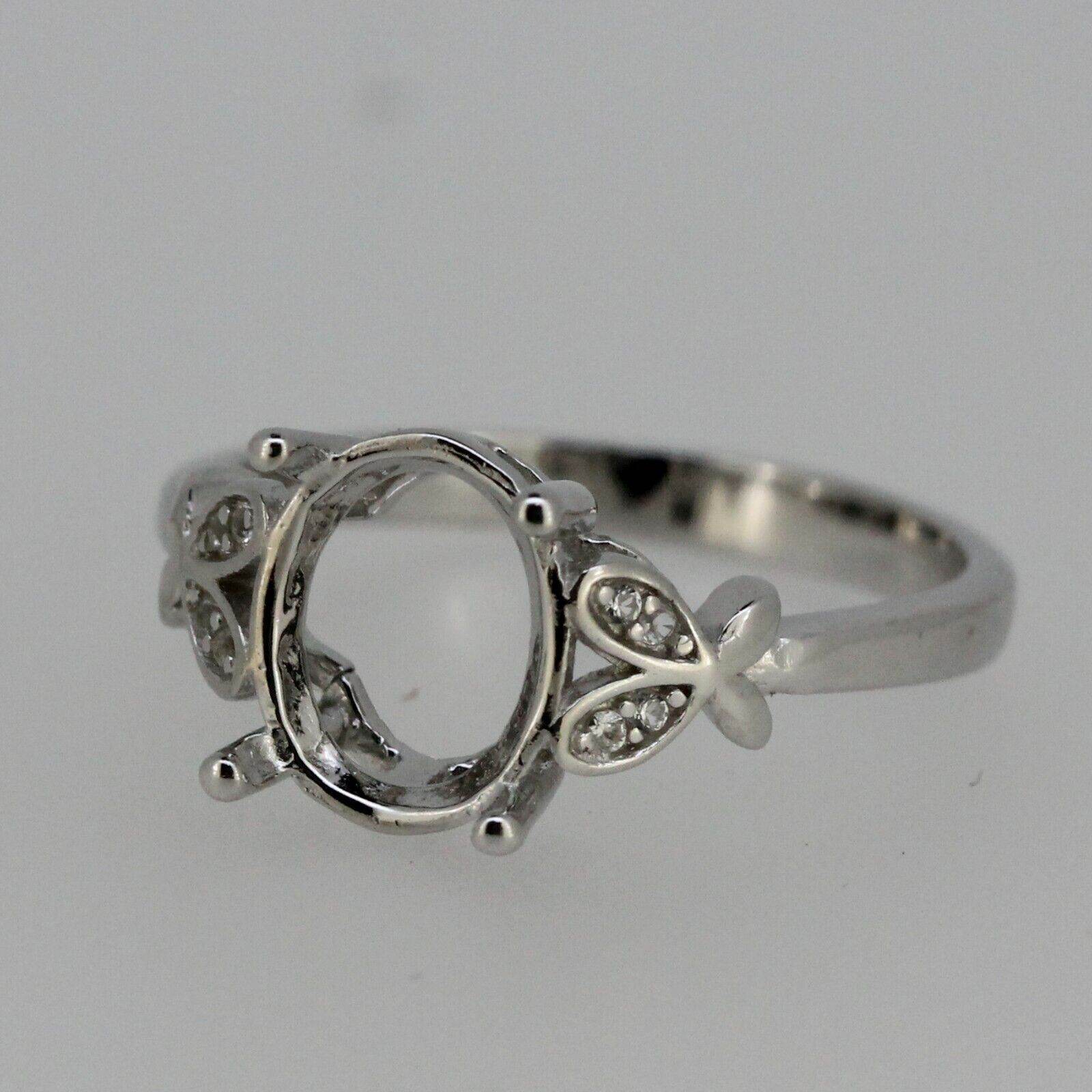 Sterling Silver Semi Mount Ring Setting Oval OV 9x8mm Butterfly Shank - Syzjewelry