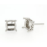 Sterling Silver Semi Mount Earrings Setting Cushion CU 7x7mm Stud Earring - Syzjewelry