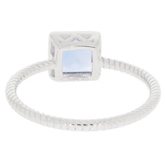 Sterling Silver Semi Mount Ring Setting Princess SQ 6X6mm Bezel Set - Syzjewelry