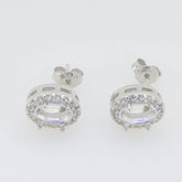 Sterling Silver Semi Mount Earrings Setting Oval OV 8X6mm White Topaz PJC430 - Syzjewelry