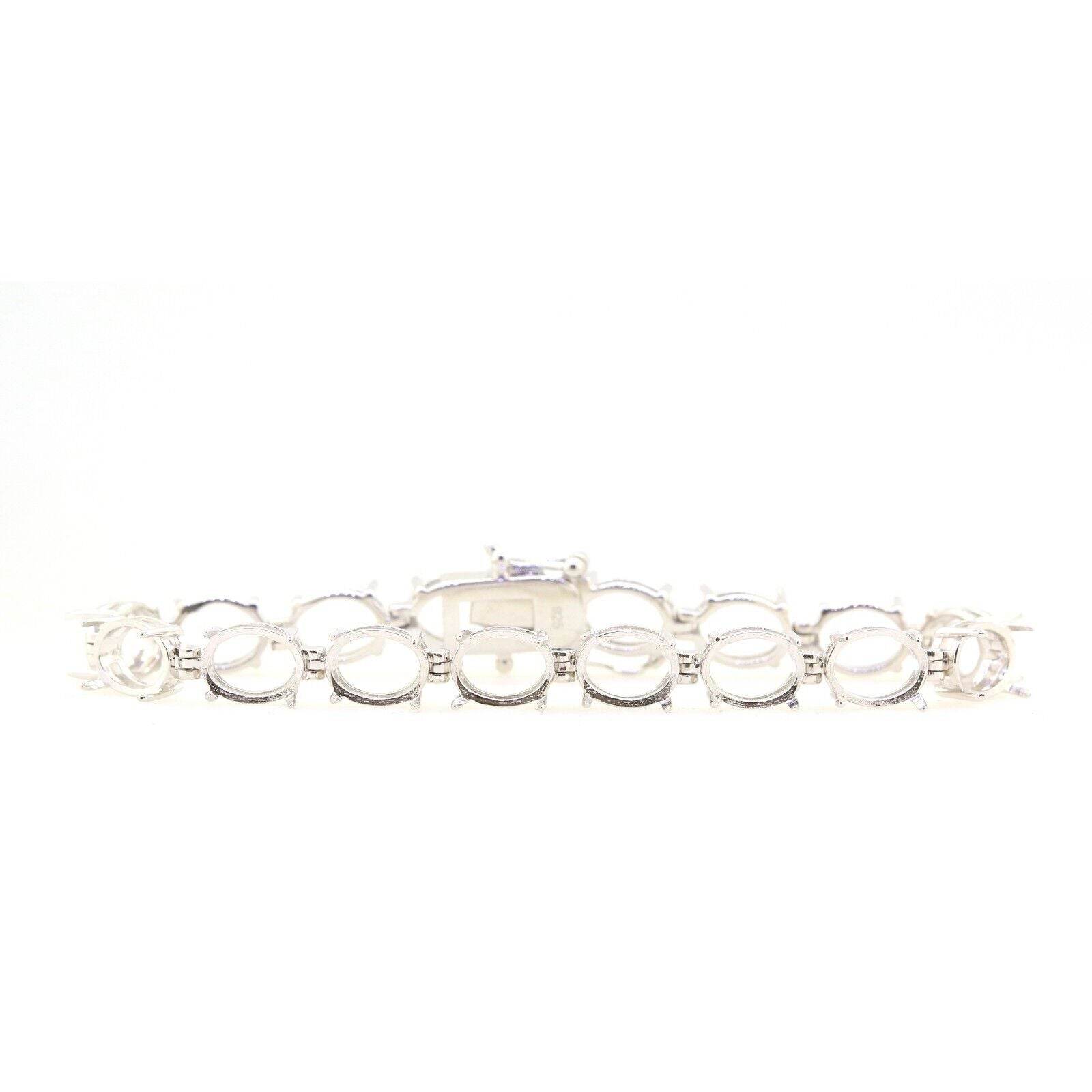 Sterling Silver Semi Mount Bracelet Setting Oval OV 9x7mm Tennis Bracelet - Syzjewelry