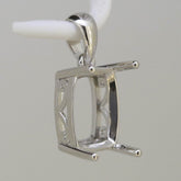 Sterling Silver Semi Mount Pendant Setting Cushion CU 12x10mm L236P235W - D350 - Syzjewelry