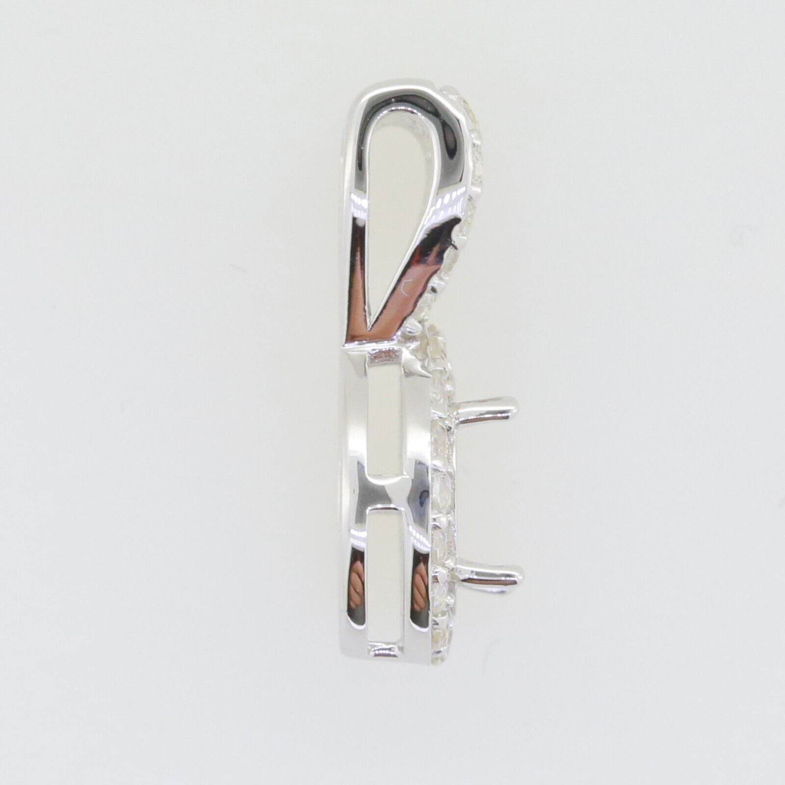 Sterling Silver Semi Mount Pendant Setting Oval OV 9x7mm Halo White Topaz - Syzjewelry