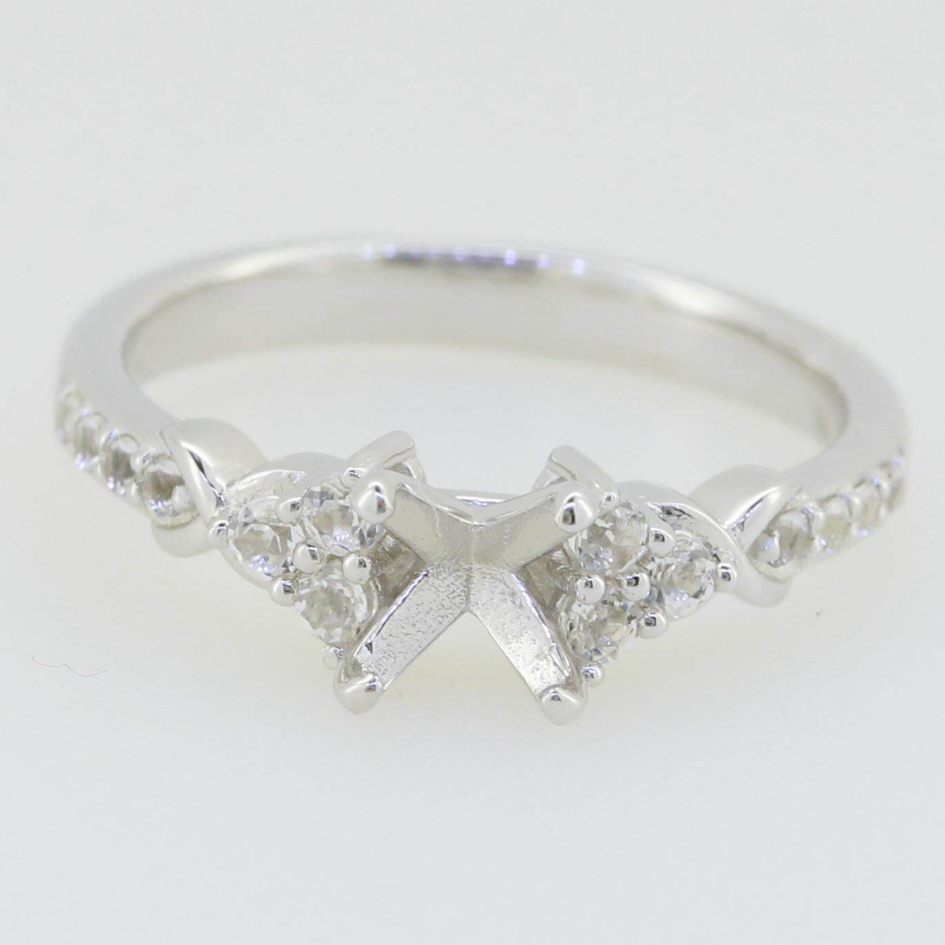 14K White Gold Semi Mount Ring Setting Cushion CU 5x5mm GTL20331R14KW - Syzjewelry