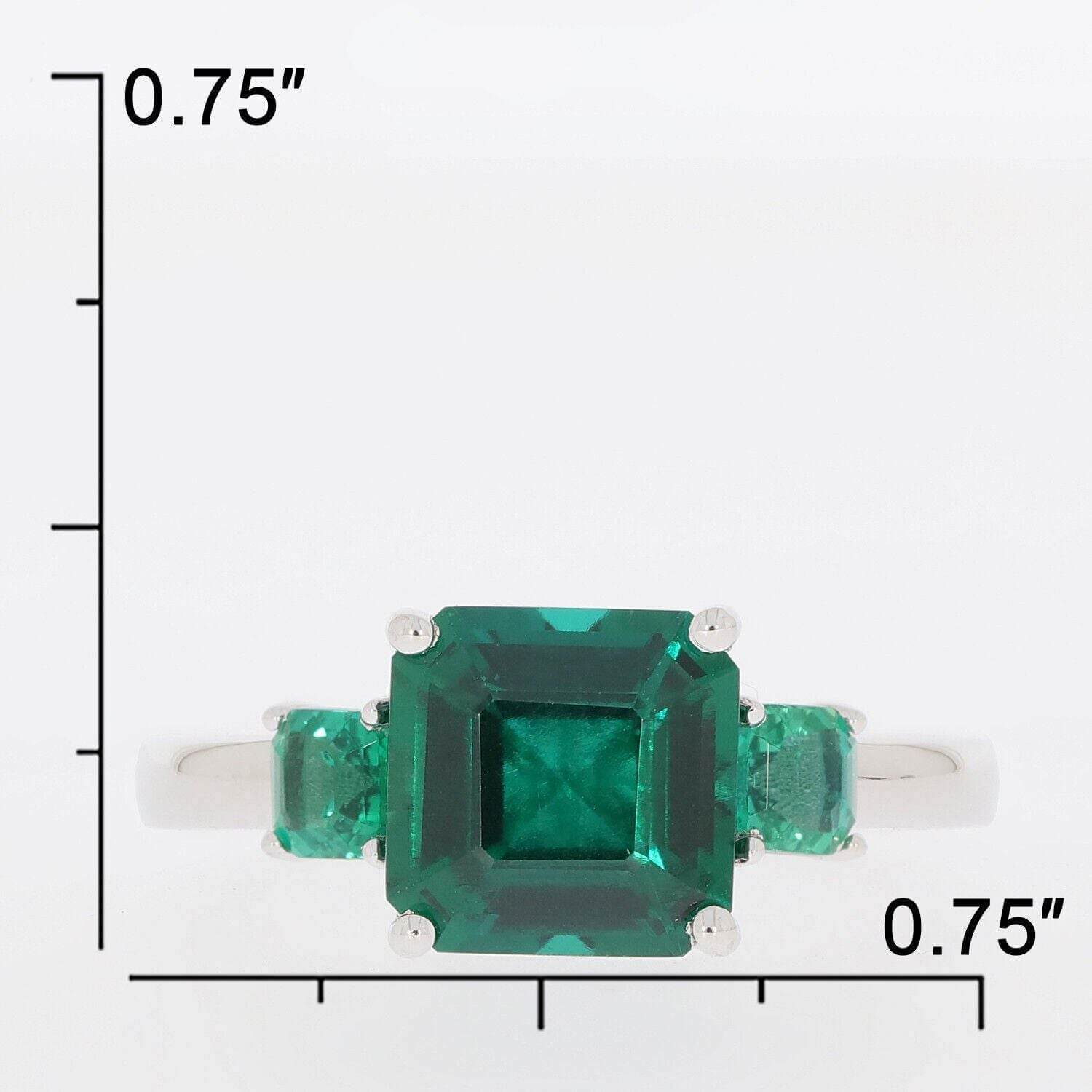 Sterling Silver Semi Mount Ring Setting Emerald OCT 8X8mm SQ 3.5mm 3 Stone - Syzjewelry