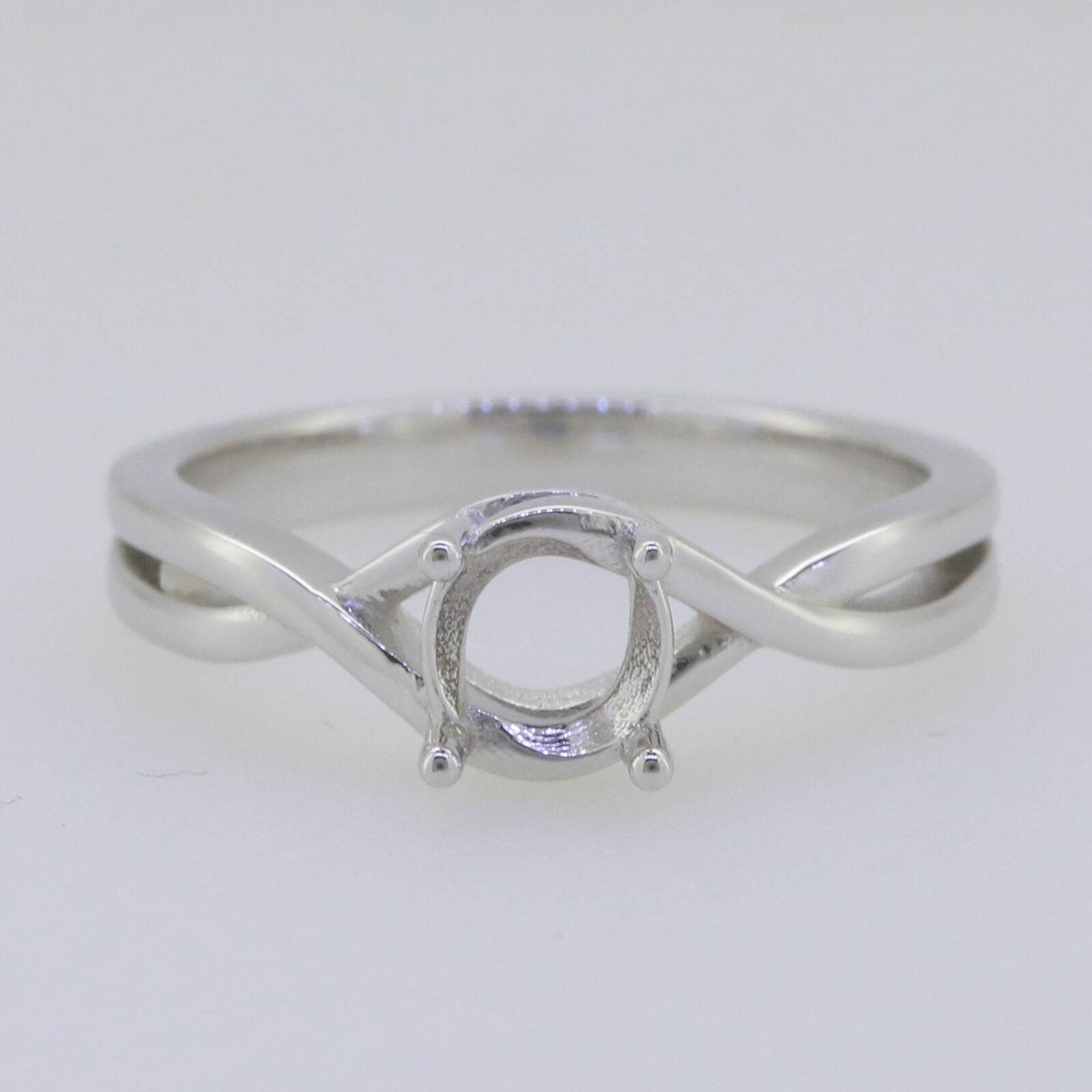 Sterling Silver Semi Mount Ring Setting Round RD 6x6mm Crisscross Shank - Syzjewelry