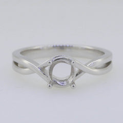 Sterling Silver Semi Mount Ring Setting Round RD 6x6mm Crisscross Shank - Syzjewelry