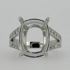 Sterling Silver Semi Mount Ring Setting Cushion 17x13mm Split Shank White Topaz - Syzjewelry