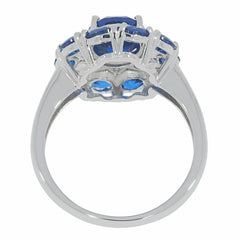 Sterling Silver Semi Mount Ring Setting OV 9x7mm OV 4x3mm Cluster Ring N0361 - Syzjewelry