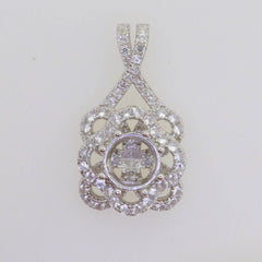 Sterling Silver Semi Mount Pendant Setting Round RD 6.5x6.5mm White To - Syzjewelry