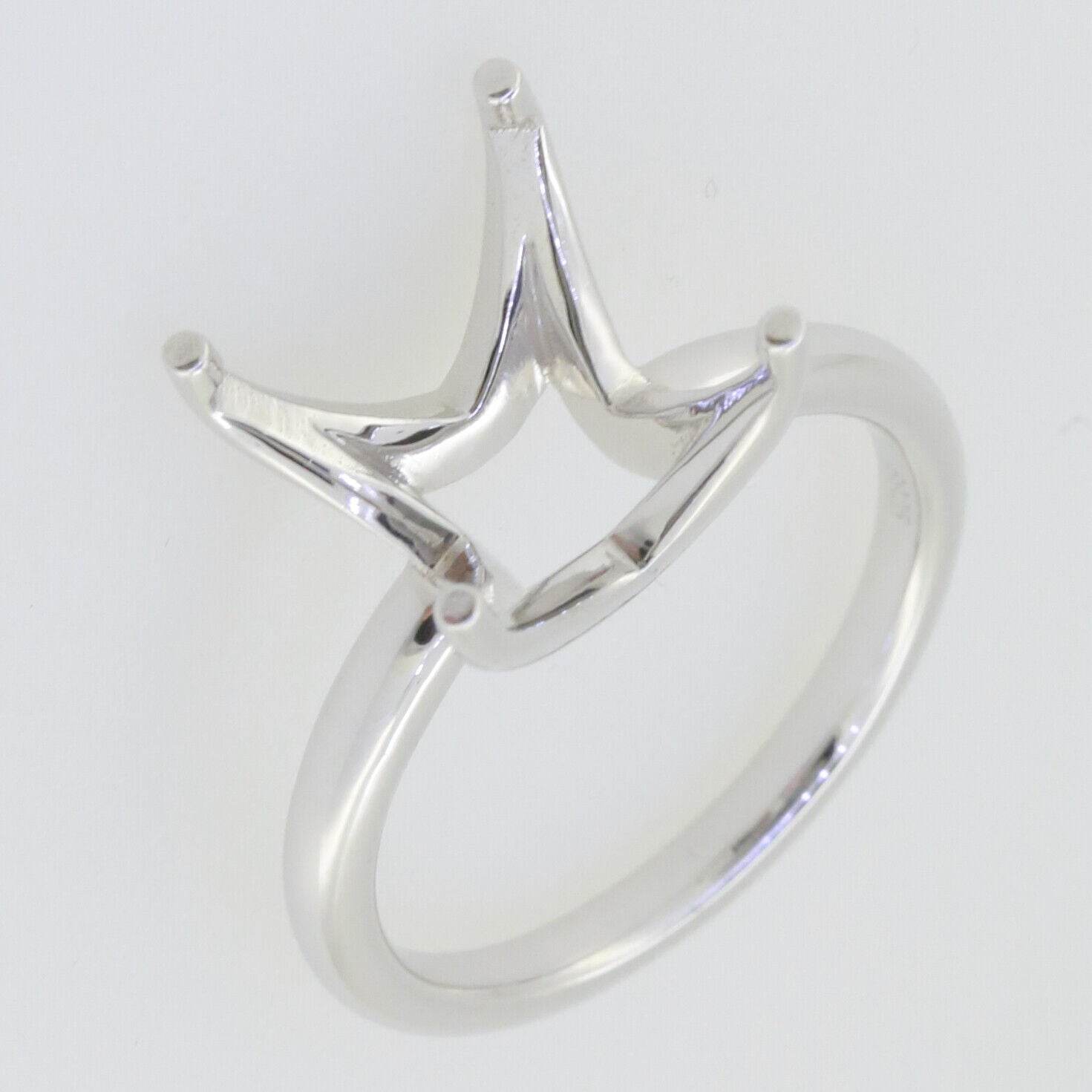 Sterling Silver Semi Mount Ring Setting Princess SQ 9x9mm Round Shank - Syzjewelry