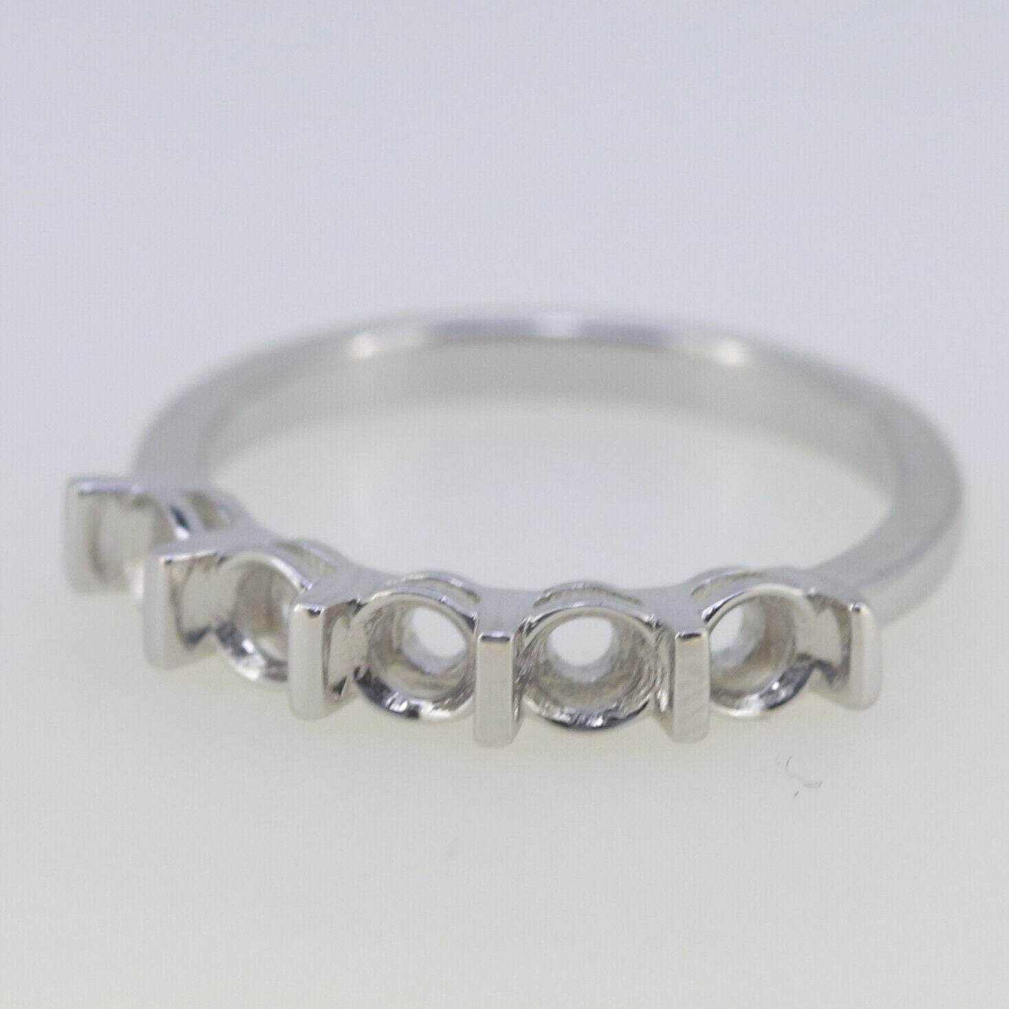 Sterling Silver Semi Mount Ring Setting RD 4x4mm Multi Stone Band 5 Stones - Syzjewelry