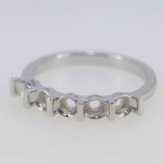 Sterling Silver Semi Mount Ring Setting RD 4x4mm Multi Stone Band 5 Stones - Syzjewelry