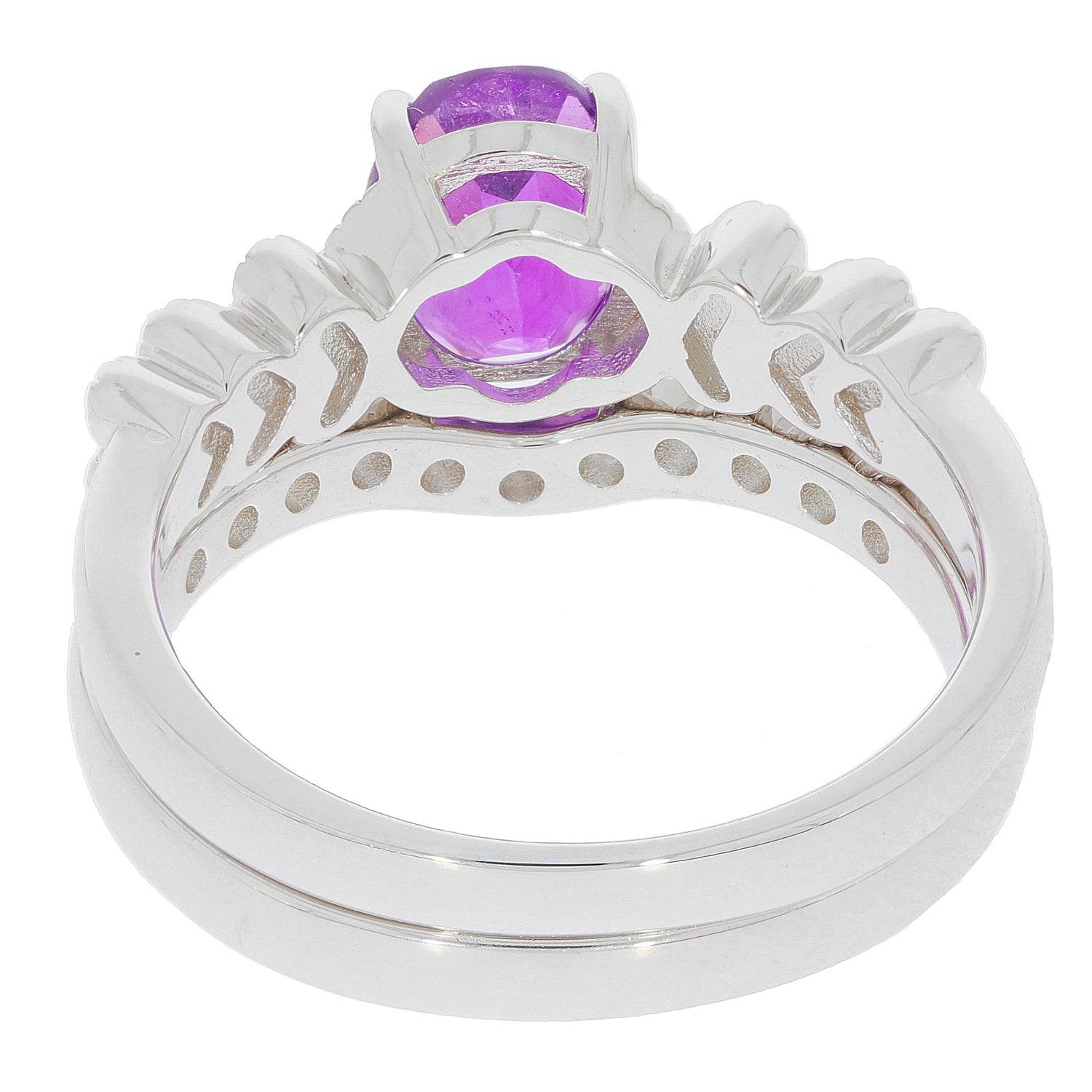 2 piece Set Sterling Silver Semi Mount Ring Setting OV 8x6mm White To - Syzjewelry