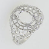 Art Deco Style Sterling Silver Semi Mount Ring Setting Oval OV 9x7mm White Topaz - Syzjewelry