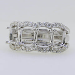 3 piece Set Sterling Silver Semi Mount Ring Setting Cushion CU 6X6mm - Syzjewelry