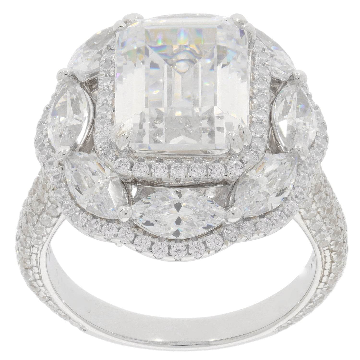 Sterling Silver Semi Mount Ring Setting Emerald OCT 10x8mm - Syzjewelry