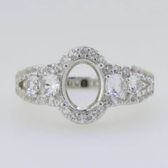 Sterling Silver Semi Mount Ring Setting Oval OV 9x7mm White Topaz PJC2771R - Syzjewelry