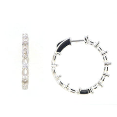 Sterling Silver Semi Mount Earrings Setting Oval OV 6x4mm Multi stone Hoop Earrings - Syzjewelry