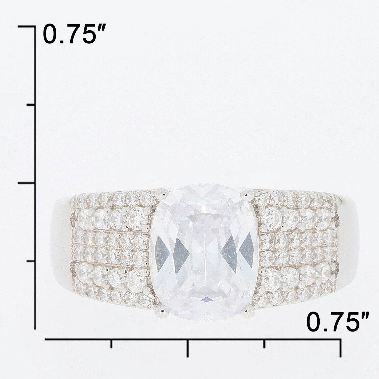 Sterling Silver Semi Mount Ring Setting Cushion CU 9x7mm White Topaz - Syzjewelry