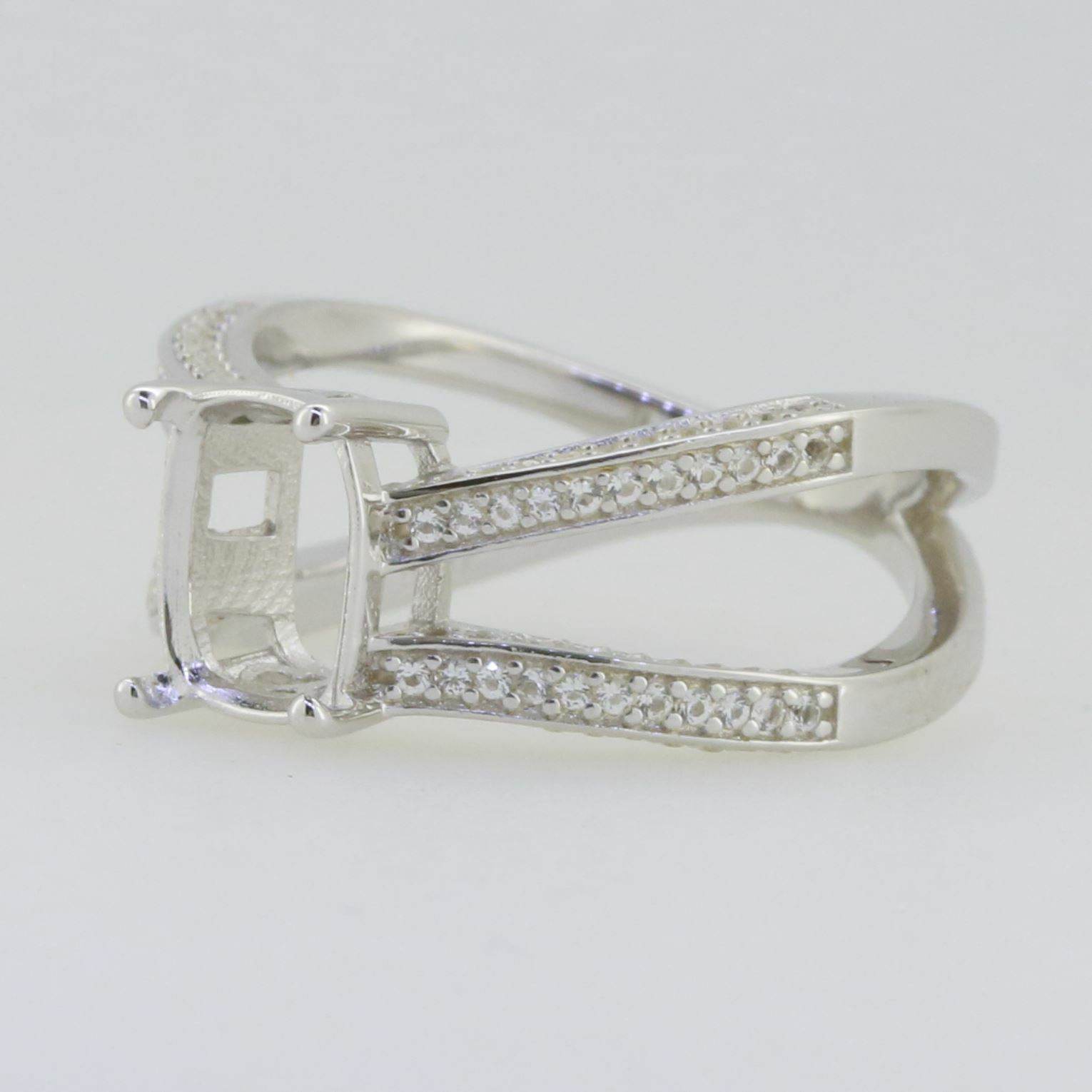 14K White Gold Semi Mount Ring Setting Cushion CU 9x7mm GTL20276R14K - Syzjewelry