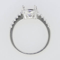 Sterling Silver Semi Mount Ring Setting Oval OV 10x8mm Accent White To - Syzjewelry