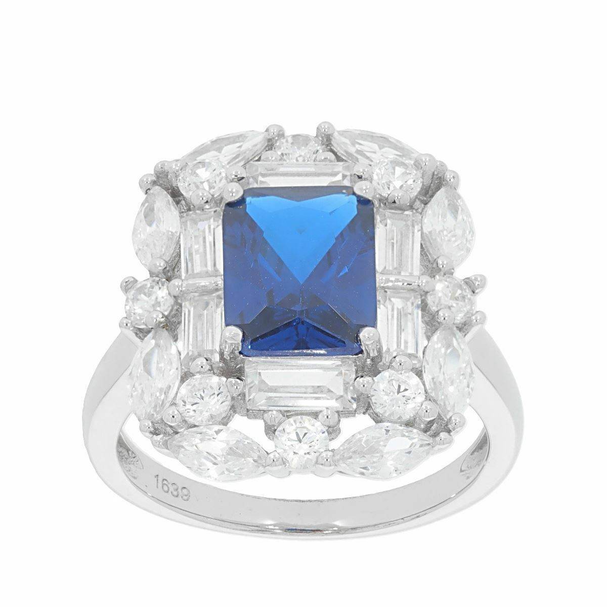 Sterling Silver Semi Mount Ring Setting Emerald OCT 9X7mm Double Halo - Syzjewelry