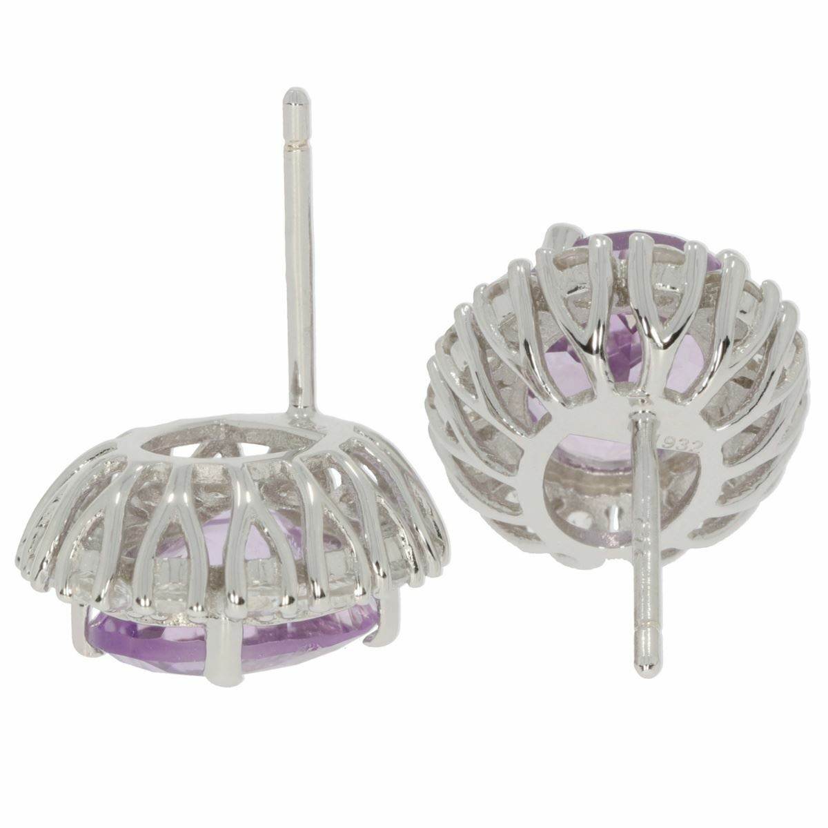 Sterling Silver Semi Mount Earrings Setting OV 10X8mm Halo W/ Topaz Wh - Syzjewelry