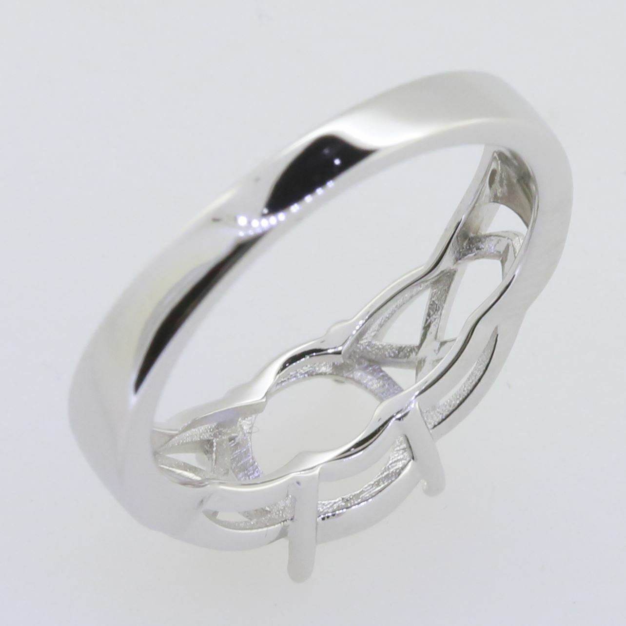 14K White Gold Semi Mount Ring Setting Round RD 8x8mm Celtic Knot - Syzjewelry