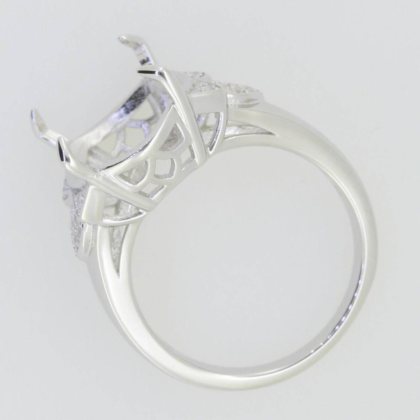 14K White Gold Semi Mount Ring Setting Oval OV 16X12mm W/ Moissanite - Syzjewelry