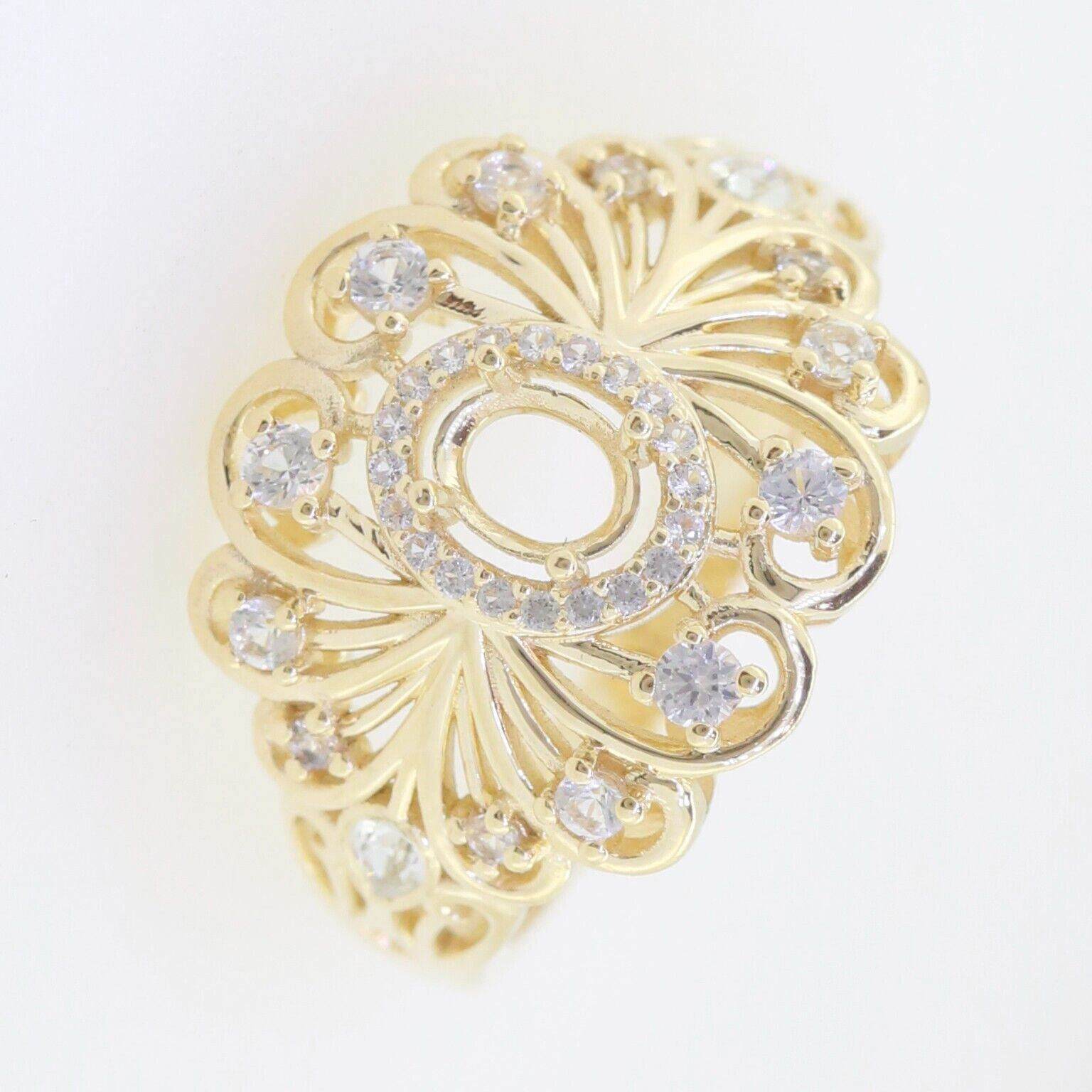 14K Yellow Gold Semi Mount Ring Setting Oval OV 6x4mm - Syzjewelry