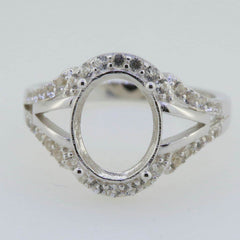Sterling Silver Semi Mount Ring Setting Oval OV 10x8mm White Topaz Split Sha - Syzjewelry