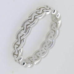 14K White Gold 4 mm Celtic Knot Band Ring - Syzjewelry