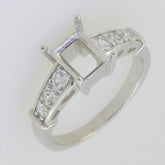 Art Deco Style Sterling Silver Semi Mount Ring Setting Emerald OCT 8x6mm Topaz - Syzjewelry