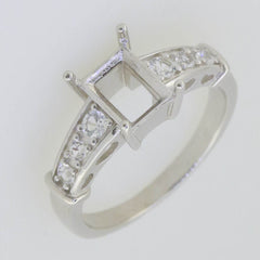 Art Deco Style Sterling Silver Semi Mount Ring Setting Emerald OCT 8x6mm Topaz - Syzjewelry