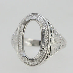Sterling Silver Semi Mount Ring Setting Oval OV 15x8mm Vintage Repro - Syzjewelry